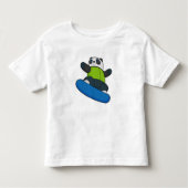 Panda als Snowboarder met Snowboard Kinder Shirts (Voorkant)