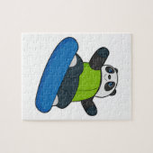 Panda als Snowboarder met Snowboard Legpuzzel (Horizontaal)