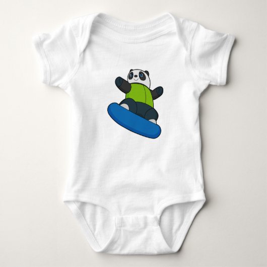 Panda als Snowboarder met Snowboard Romper (Voorkant)