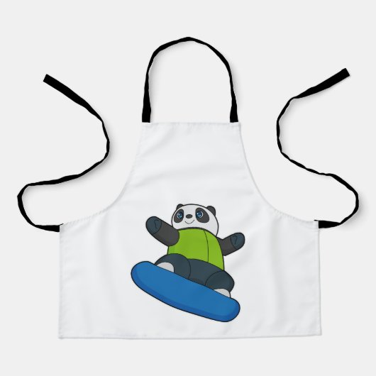 Panda als Snowboarder met Snowboard Schort (Voorkant)