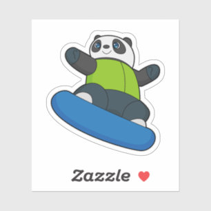 Panda als Snowboarder met Snowboard Sticker