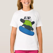 Panda als Snowboarder met Snowboard T-shirt (Voorkant)