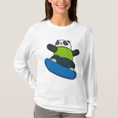 Panda als Snowboarder met Snowboard T-shirt (Voorkant)