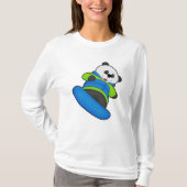 Panda als Snowboarder met Snowboard T-shirt (Voorkant)