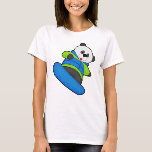 Panda als Snowboarder met Snowboard T-shirt