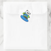 Panda als Snowboarder met Snowboard Vierkante Sticker (Tas)