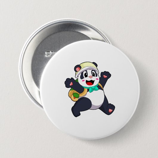 Panda als student ronde button 7,6 cm (Voorkant /achterkant)