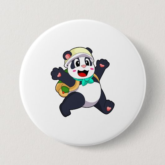 Panda als student ronde button 7,6 cm (Voorkant)