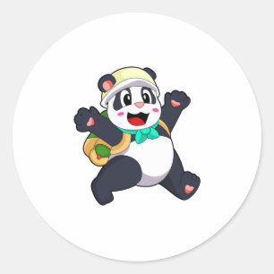 Panda als student ronde sticker