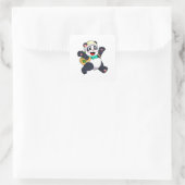 Panda als student vierkante sticker (Tas)