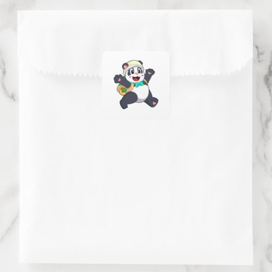 Panda als student vierkante sticker (Tas)