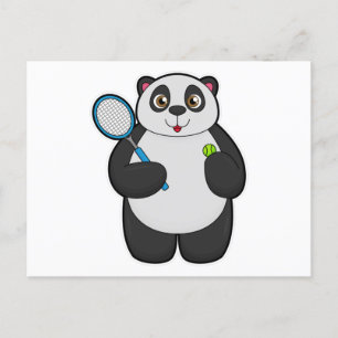 Panda als Tennis-speler met Tennis-racket Briefkaart