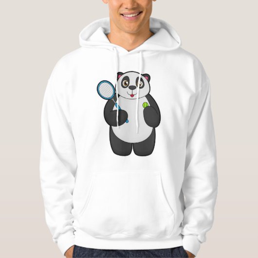 Panda als Tennis-speler met Tennis-racket Hoodie (Voorkant)