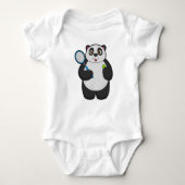 Panda als Tennis-speler met Tennis-racket Romper (Voorkant)