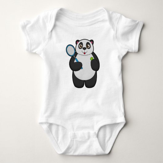 Panda als Tennis-speler met Tennis-racket Romper (Voorkant)