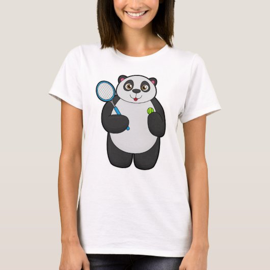 Panda als Tennis-speler met Tennis-racket T-shirt (Voorkant)