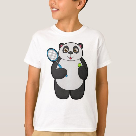 Panda als Tennis-speler met Tennis-racket T-shirt (Voorkant)