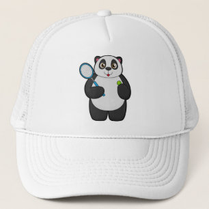 Panda als Tennis-speler met Tennis-racket Trucker Pet