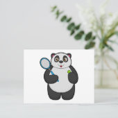 Panda als tennisser met tennisracket briefkaart (Staand voorkant)