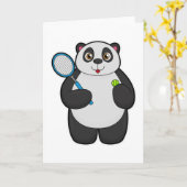 Panda als tennisspeler met tennisracket kaart (Gele Bloem)