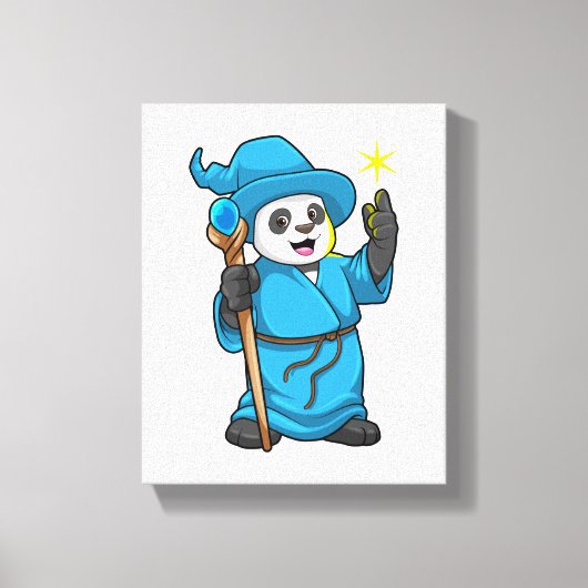 Panda als Tovenaar met Magische Wand Canvas Afdruk (Voorkant)