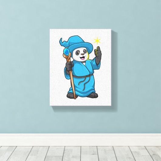 Panda als Tovenaar met Magische Wand Canvas Afdruk (Insitu (Houten vloer))