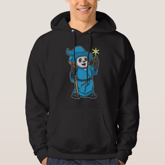 Panda als Tovenaar met Magische Wand Hoodie (Voorkant)