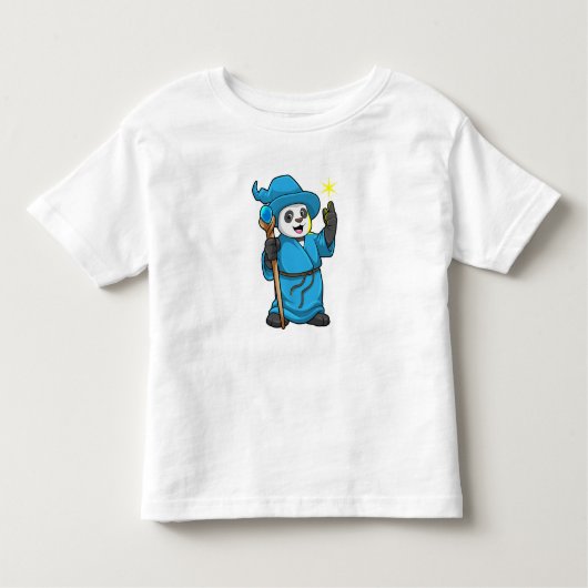 Panda als Tovenaar met Magische Wand Kinder Shirts (Voorkant)