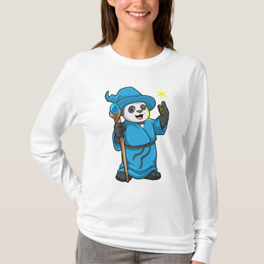 Panda als Tovenaar met Magische Wand T-shirt (Voorkant)