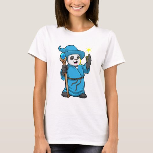 Panda als Tovenaar met Magische Wand T-shirt (Voorkant)