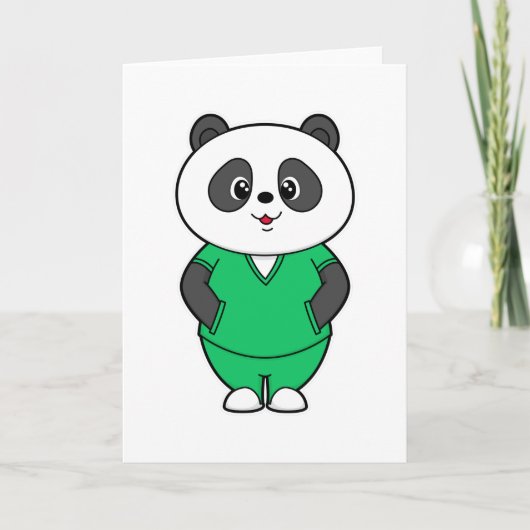 Panda als verpleegster met schort kaart (Voorkant)