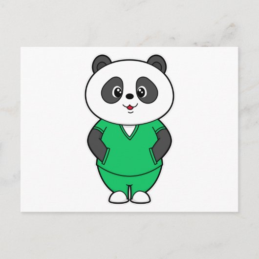 Panda als verpleegster met Smock Briefkaart (Voorkant)