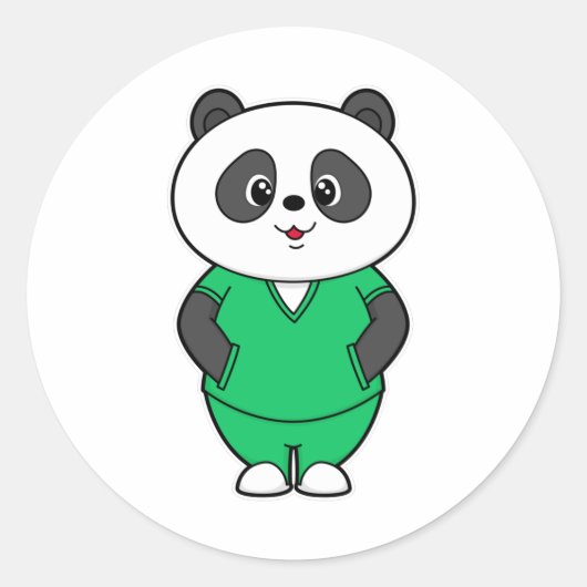 Panda als verpleegster met Smock Ronde Sticker (Voorkant)