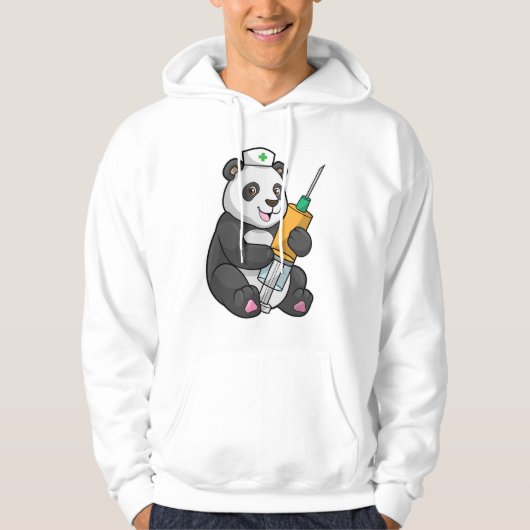 Panda als verpleegster met spuit hoodie (Voorkant)