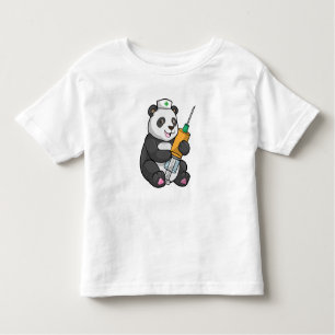 Panda als verpleegster met spuit kinder shirts