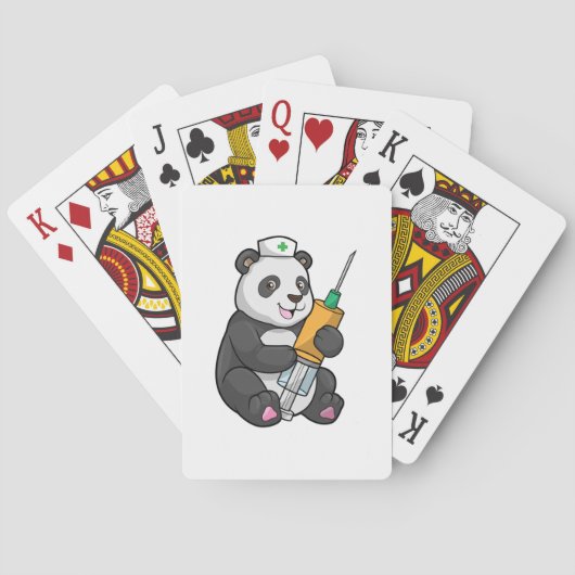 Panda als verpleegster met spuit pokerkaarten (Achterkant)