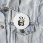 Panda als verpleegster met spuit ronde button 7,6 cm (In situ)