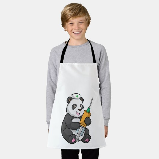 Panda als verpleegster met spuit schort (Gedragen)