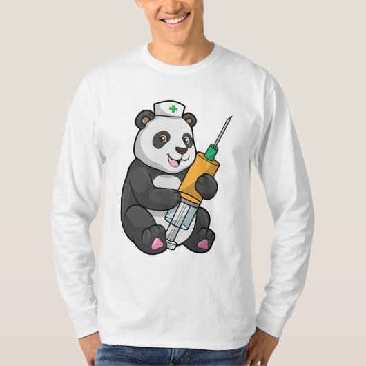 Panda als verpleegster met spuit t-shirt (Voorkant)