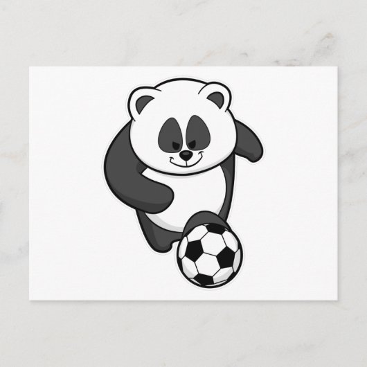 Panda als voetballer bij voetbal briefkaart (Voorkant)