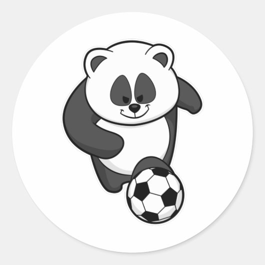 Panda als voetballer in de voetbalsport ronde sticker (Voorkant)