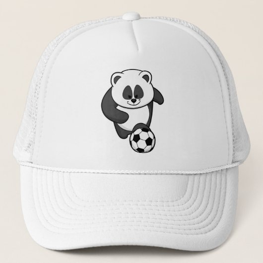 Panda als voetballer in de voetbalsport trucker pet (Voorkant)