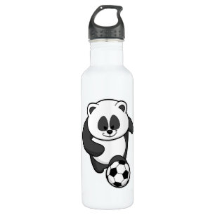 Panda als voetballer in de voetbalsport waterfles