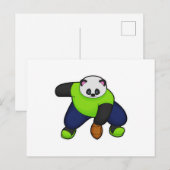Panda als voetballer met voetbal briefkaart (Voorkant / Achterkant)