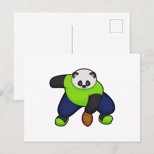 Panda als voetballer met voetbal briefkaart (Voorkant / Achterkant)