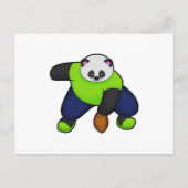Panda als voetballer met voetbal briefkaart (Voorkant)