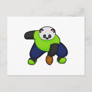 Panda als voetballer met voetbal briefkaart
