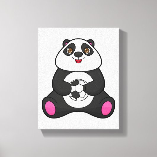 Panda als voetballer met Voetbal Canvas Afdruk (Voorkant)