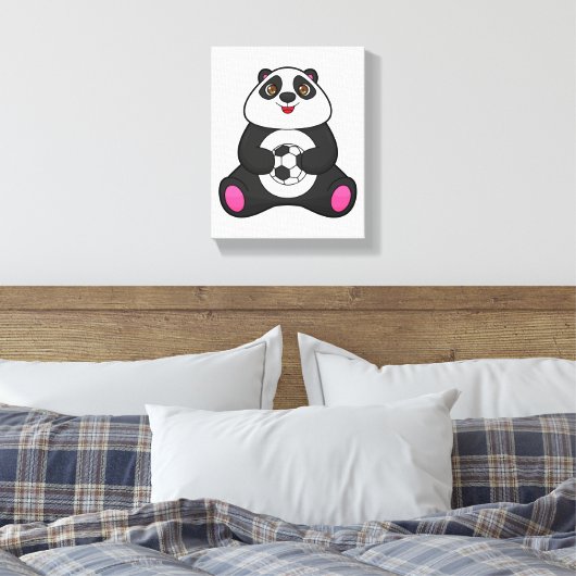 Panda als voetballer met Voetbal Canvas Afdruk (Insitu (Slaapkamer))
