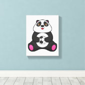 Panda als voetballer met Voetbal Canvas Afdruk (Insitu (Houten vloer))